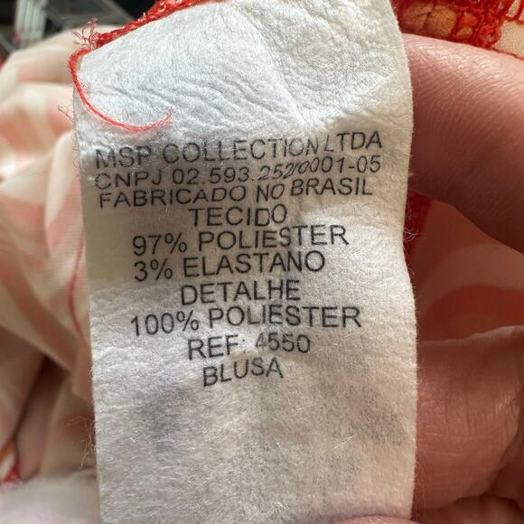 MSK Collection Orange Print Tunic Blouse with Raw Trim sz 44=XL - Picture 10 of 11